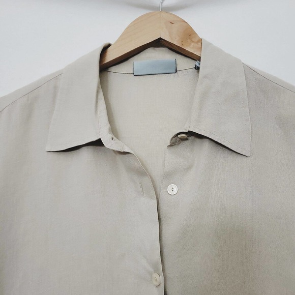 Marsh Landing II Women's 2X Beige Button Front Linen Shirt Lagenlook Lightweght - Picture 3 of 9